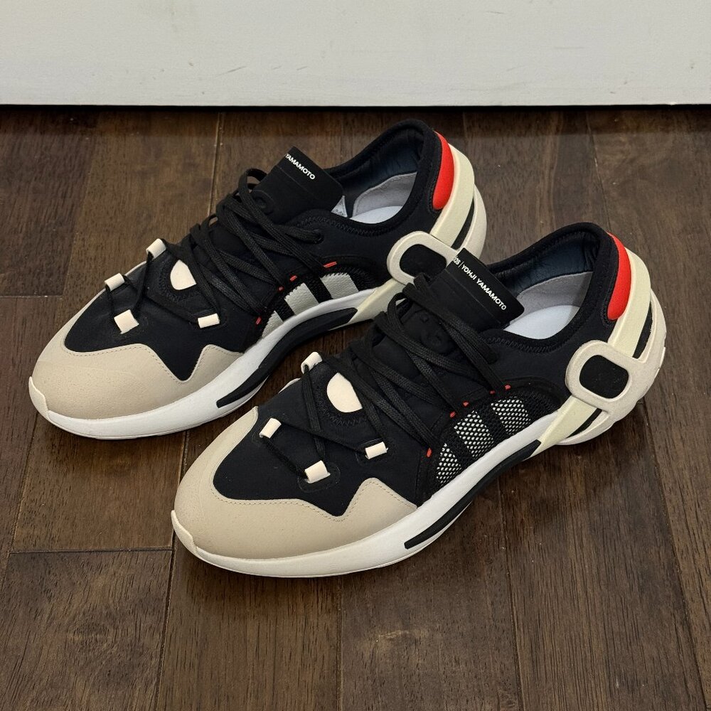 Y-3 Men's IDOSO BOOST Sneakers in Black White Orange sz 7.5